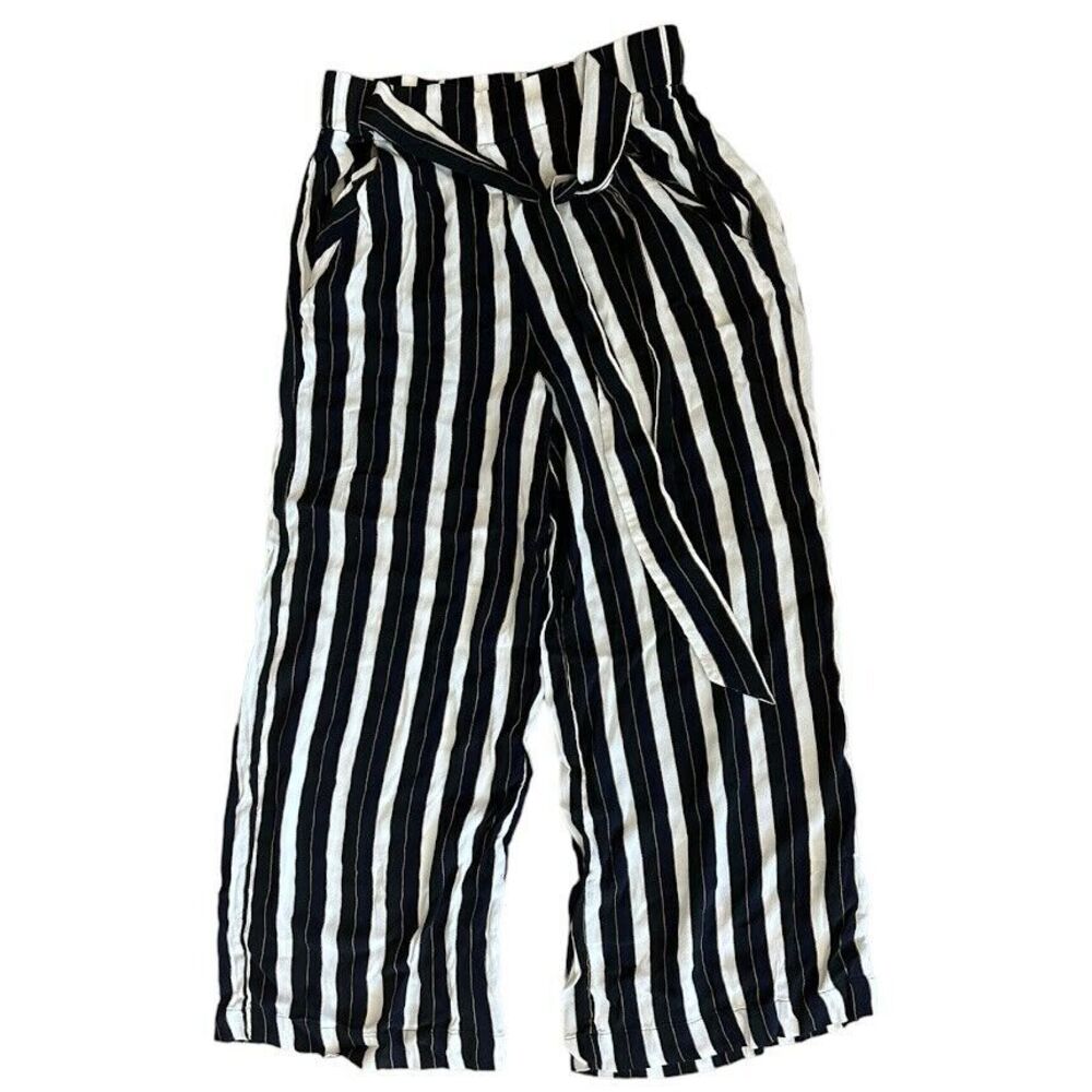 Aritizia Wilfred Faun Striped‎ Wide Leg Pants Tie Waist Womens S